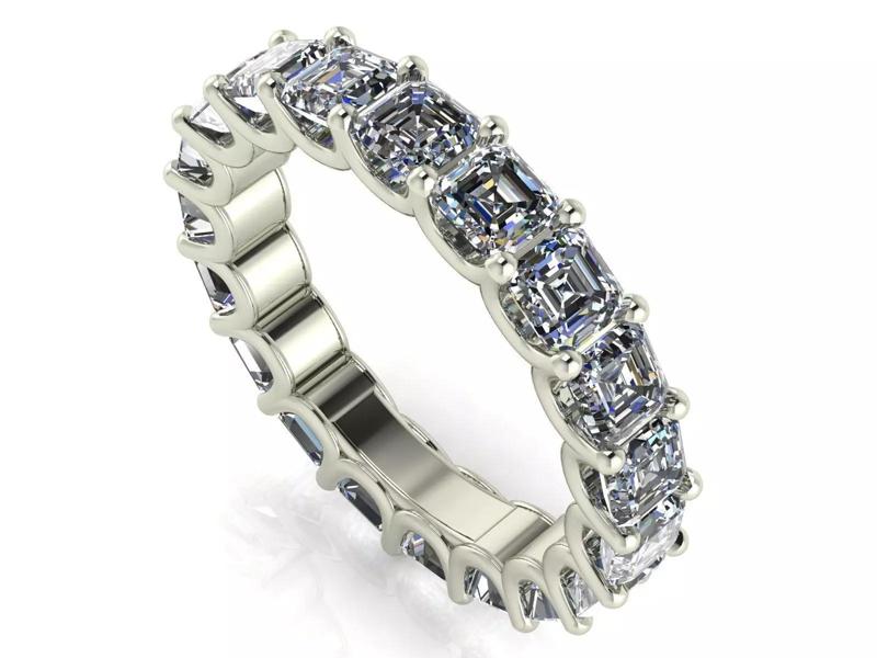 U - Shaped Eternity Bands - Ascher cut - Various stone sizes