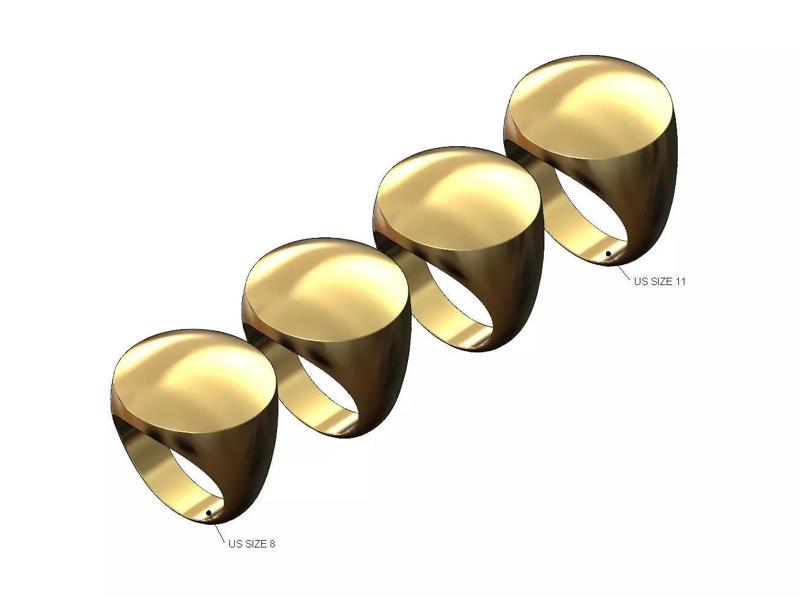 Chunky dome 21mm round large signet ring US sizes 8to11