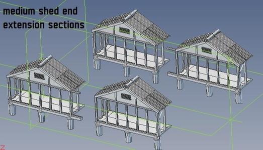 Double Medium provender / trader goods shed end extension sections 1/76 scale