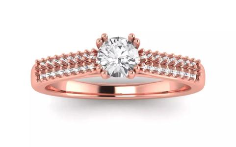 Women Engagement Round Stone Ring 3dm STL OBJ Renders Details