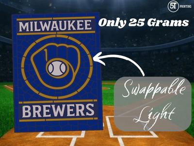 Milwaukee Brewers Stained Glass Light Box