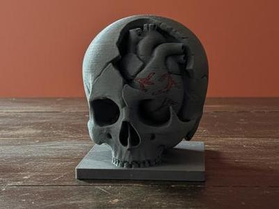 Heart of Shadows” Gothic Romantic Skull Sculpture