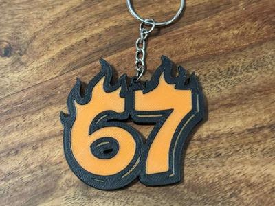 Flaming 67 keychain