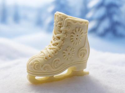 Elegant ice skate with winter ornaments