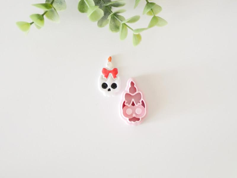 Halloween Skull Candle Polymer Clay Cutter 