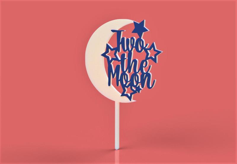 Two the moon Cake Topper