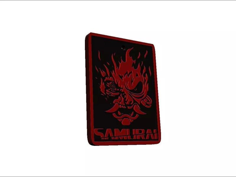 cyberpunk inspired samurai dog tag necklace pendant