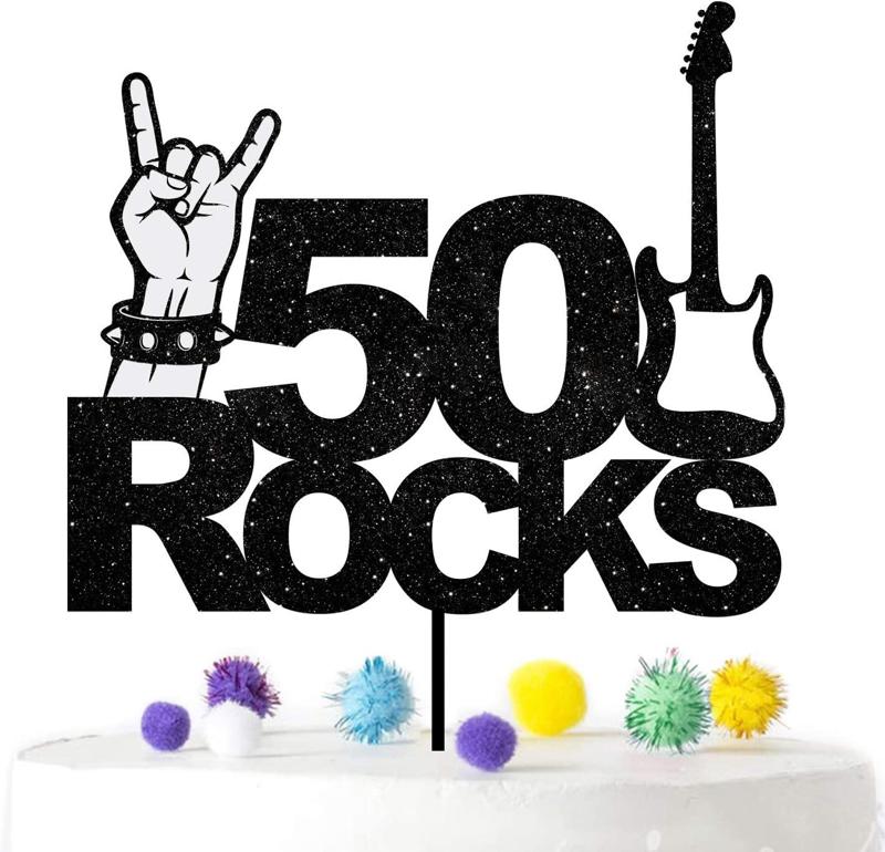 Cake Topper Adorno Torta - 40 y 50 Rocks Musica Guitarra