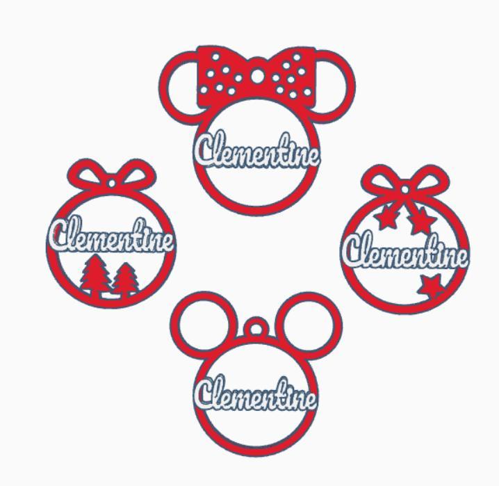 4 x Clementine, Personalized Christmas tree ball