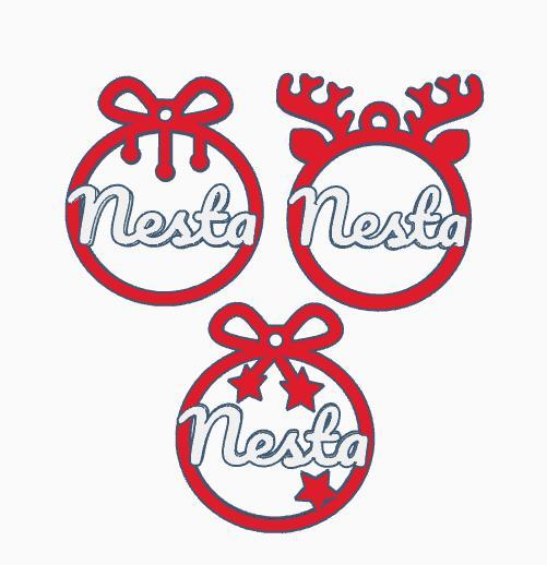 3 x Nesta, Christmas bauble, christmas