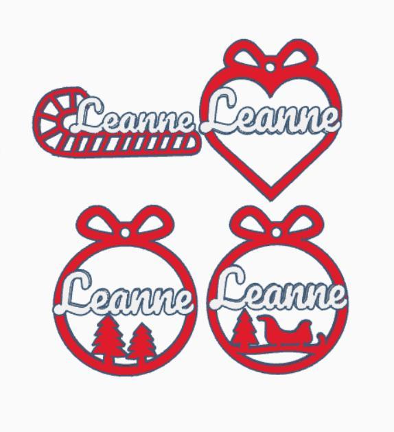 4 x Leanne, personalized Christmas tree ball