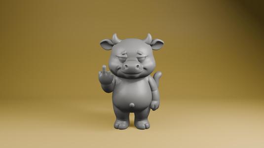 Middle Finger Cow STL File – Funny Attitude 3D Print