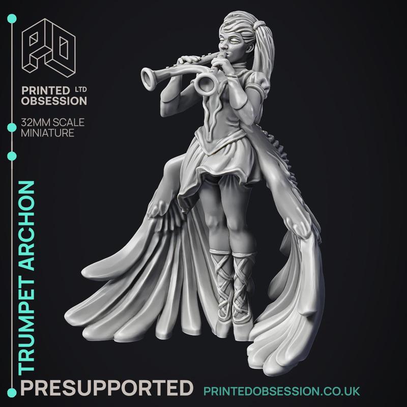 Trumphet Archon - Heaven hath no fury - PRESUPPORTED - Illustrated and Stats - 32mm scale