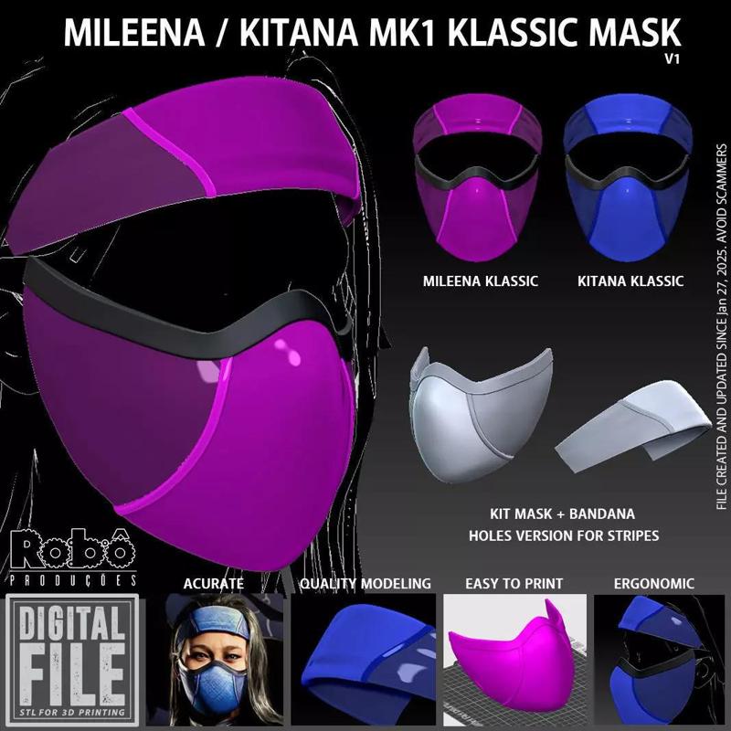 Kitana Mileena Klassic Mask - Bandana Cosplay - MK1