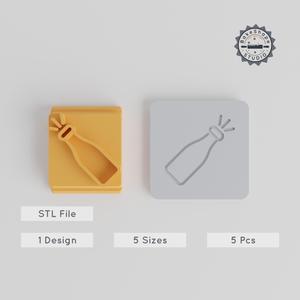 Popping Bottle Stamp Tile, 5 Size Set, Celebration & Party Icons, Perfect for Clay, Cookies, Fondant PRODUCT_4718