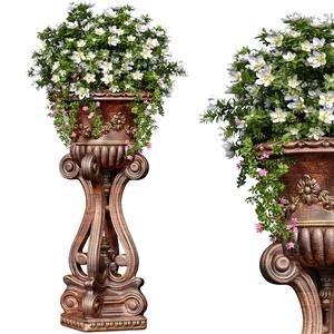 Bouquet of white flowers Petunia Houseplant in classic tall vase 3D model