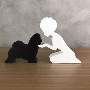 Girl and her Maltese -afro hair- for 3D printer or laser cut