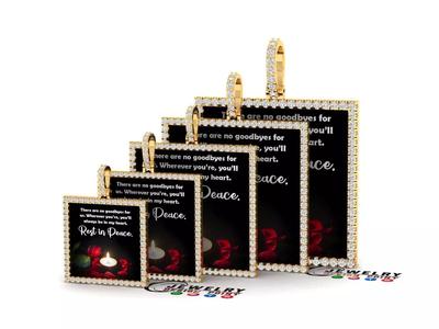 Custom Picture Pendant with Diamond - Square Memory Pendant  3D Model Collection