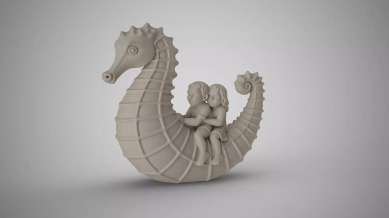 Children Riding Seahorses