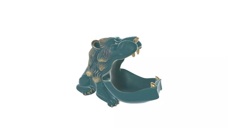 Lion Head Decorative Bowl Majestic Animal Storage Tray