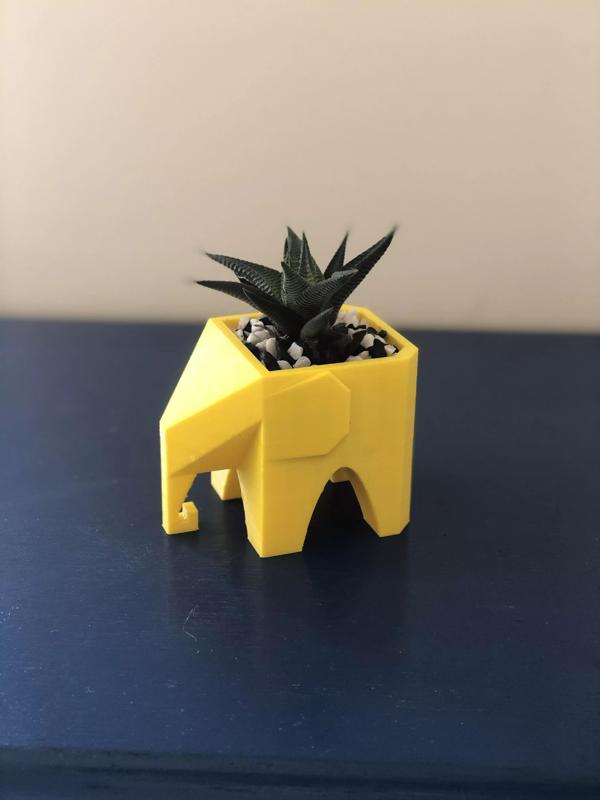 Low poly elephant planter for succulent plants