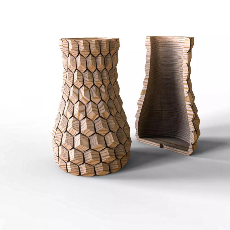 Stretched honeycomb vase