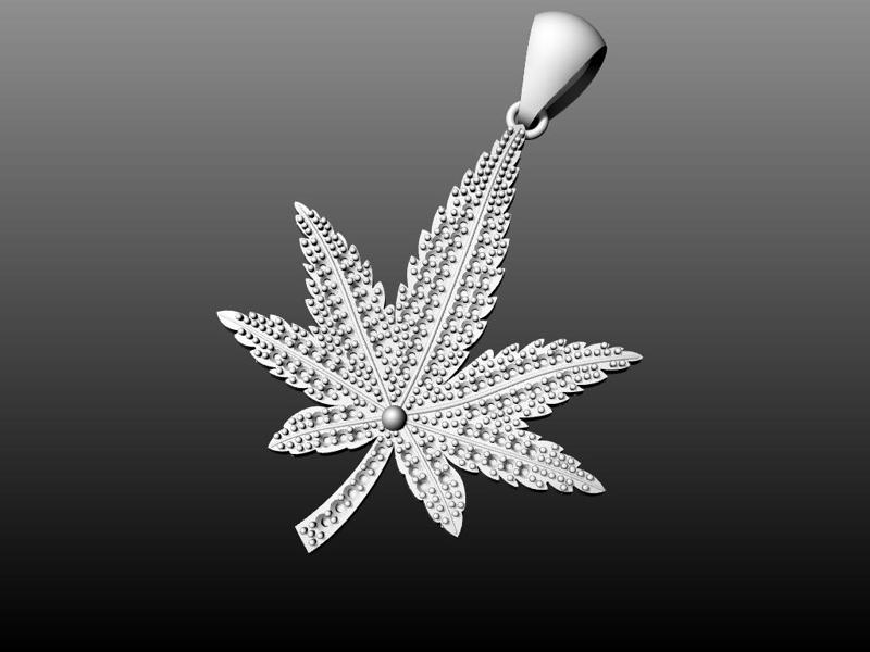 Cannabis Leaf Weed Pendant With Gemstones