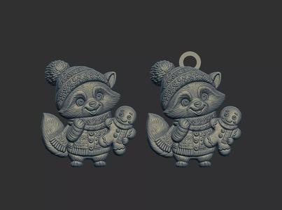 raccoon christmas cookie decor