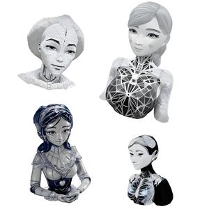 Cybernetic Beauty Series - Feminine Android Busts
