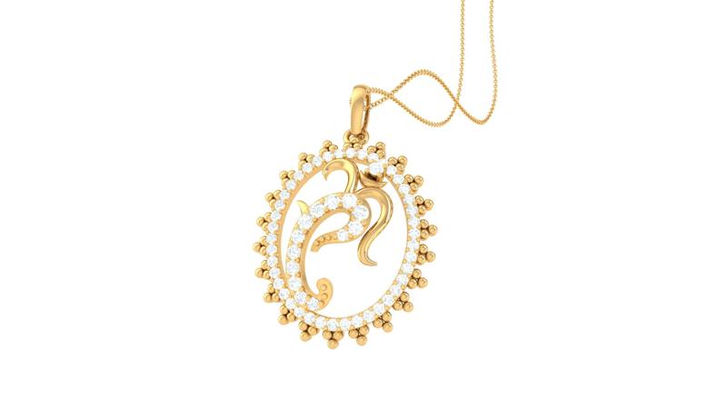 Ganpati Bappa Gold and Diamond Pendant (63)