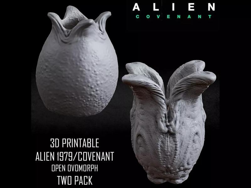 3D PRINTABLE OPEN ALIEN EGG 1979 COVENANT FLAT BOTTOM TWO PACK