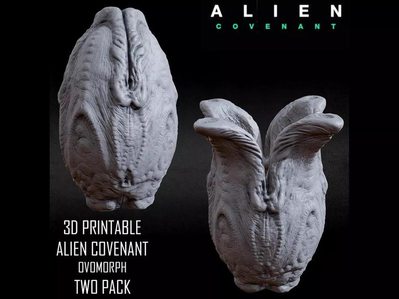 3D PRINTABLE ALIEN COVENANT CLOSED AND OPEN EGG