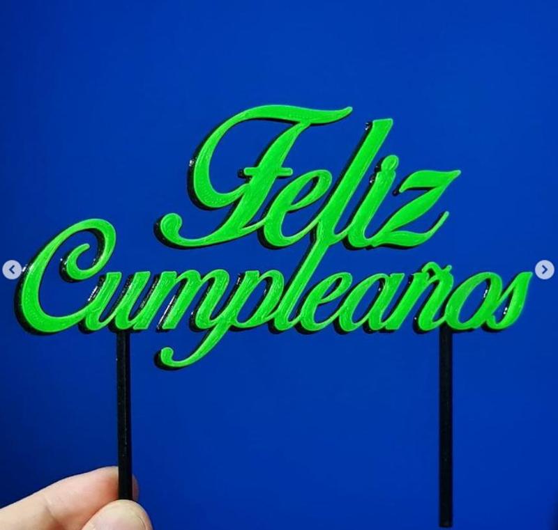 feliz cumpleaños topper bi color