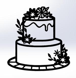 Line Art Floral Cake Design