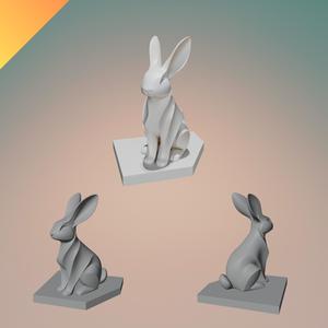 Rabbit Sculpture — Modern Bunny Home Decor Statue for 3D Printing (STL + Textured GLB)