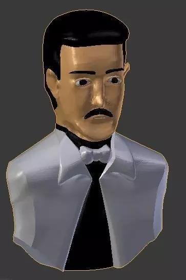 3d wolf man with mustache and tie
