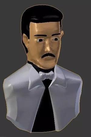 3d wolf man with mustache and tie