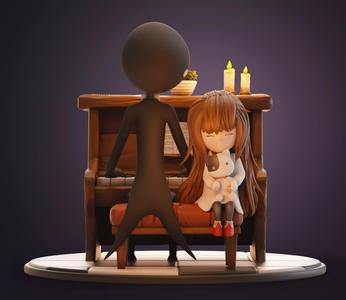 Deemo 3D Printable Diorama Scene from Rhythm Game
