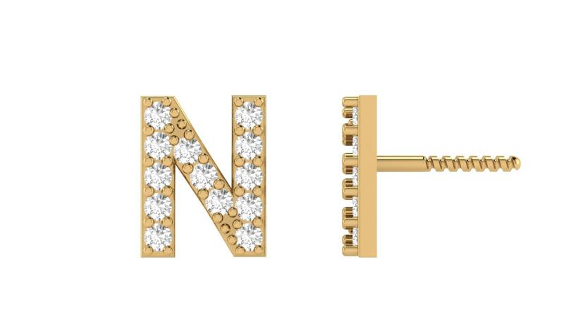 N Letter Alphabets Studs Earrings