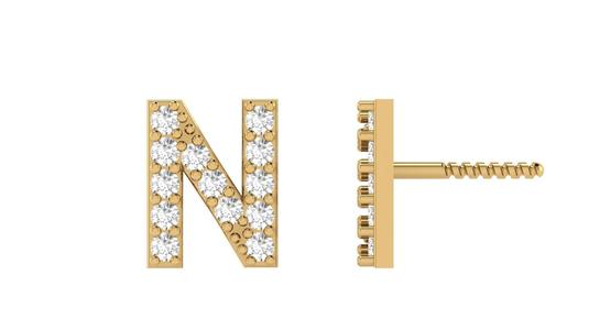 N Letter Alphabets Studs Earrings