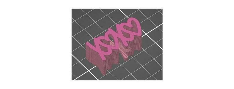 XOXO Cursive Heart Valentines Straw Topper STL 3D Print File