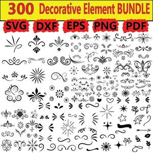 300 decorative elements bundles svg, dxf, eps, png, pdf, file