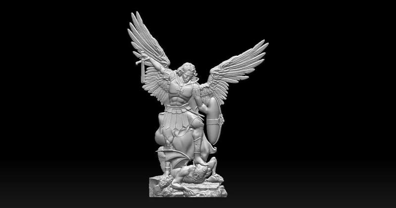 Archangel Michael Bas-Relief 2 3D print model