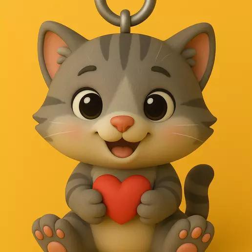Heartfelt Kitty Love Cat Keychain Charm