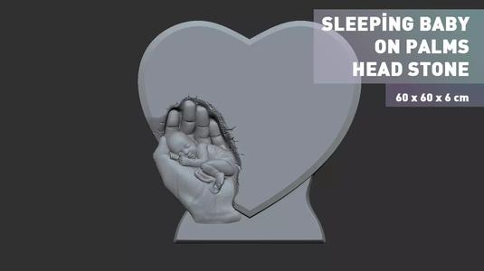 Sleeping Baby on Palms Headstone
