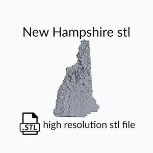 USA State of New Hampshire Topographic Map - 3D Terrain