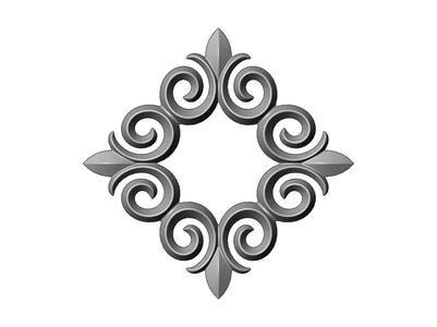 Square floral decoration element relief