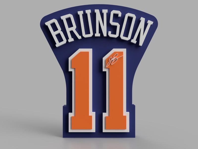 Jalen Brunson 11 Knicks Jersey Logo Display