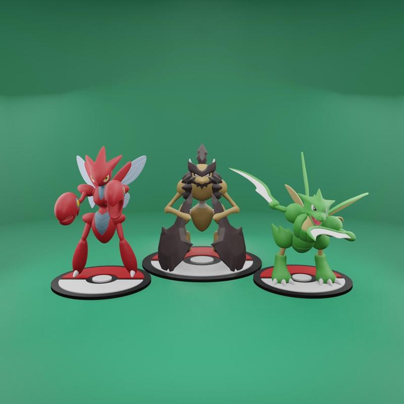 Pokemon No. 123, 212, 900 Scyther, Scizor, Kleavor