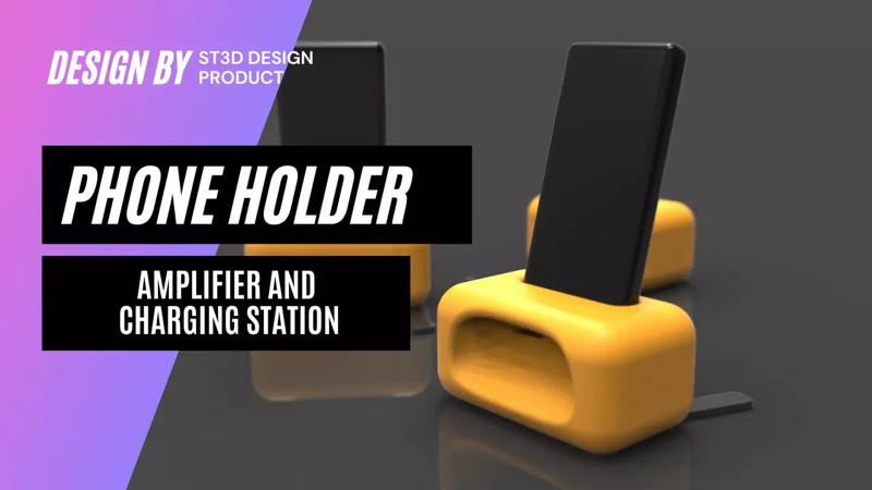 Phone Holder with Amplifier and Charging station